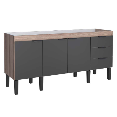 Gabinete de Madeira Flamingo Tamarindo e Preto de 1,94m com 3 Portas e 3 Gavetas Cozimax